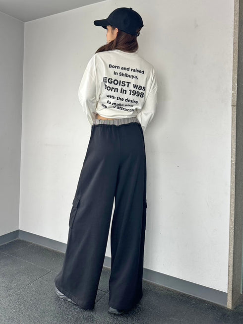 コントラストトリムスウェットカーゴパンツ