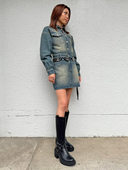 ヴィンテージ加工デニムワンピース