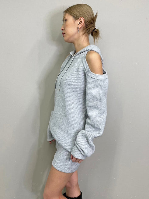 肩あきフード MIX二ットトップ