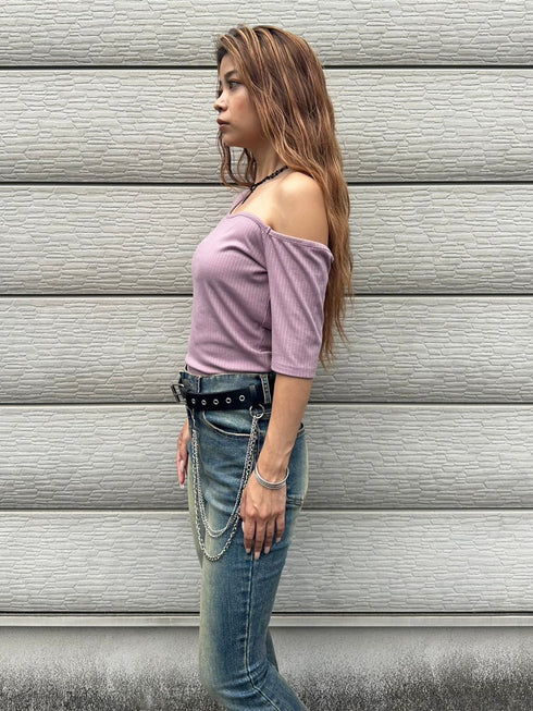 アシメデザインカットリブTOP