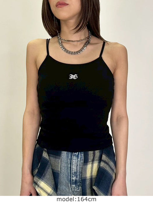 ロゴ刺繍キャミトップ