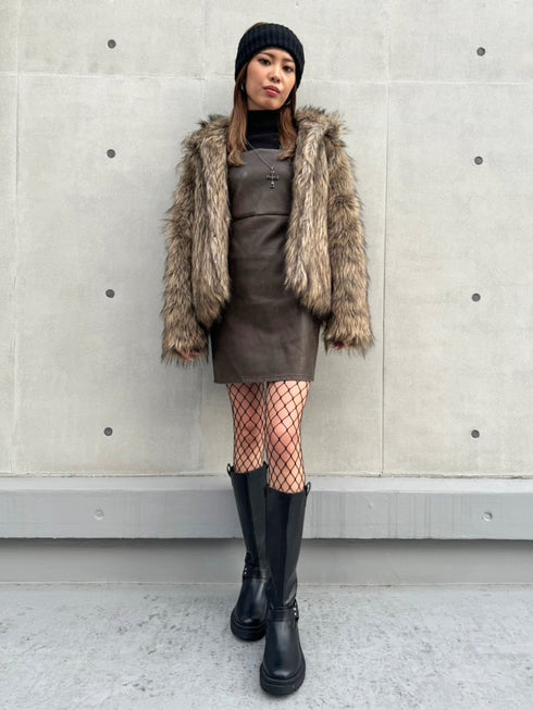 ヴィンテージレザーキャミワンピース