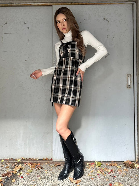 レースアップスリムキャミワンピース