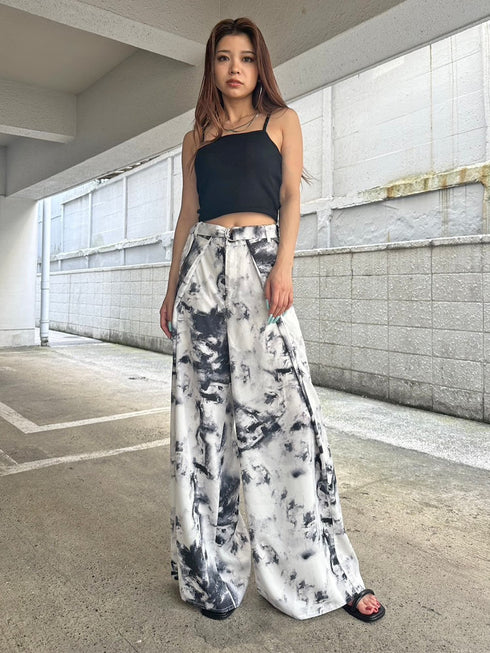 ベルト付ラップシフォンワイドパンツ