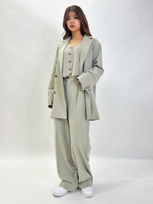 マーブル釦ワイドパンツ