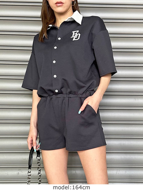 ラガーシャツ半袖オールインワン