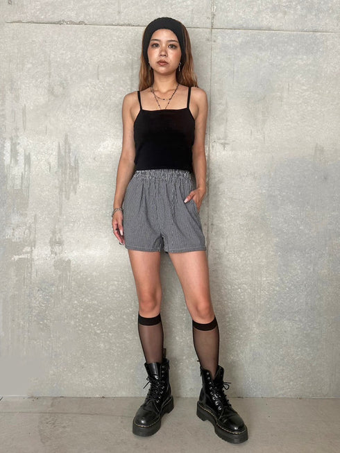 ウエストゴムストライプショートパンツ