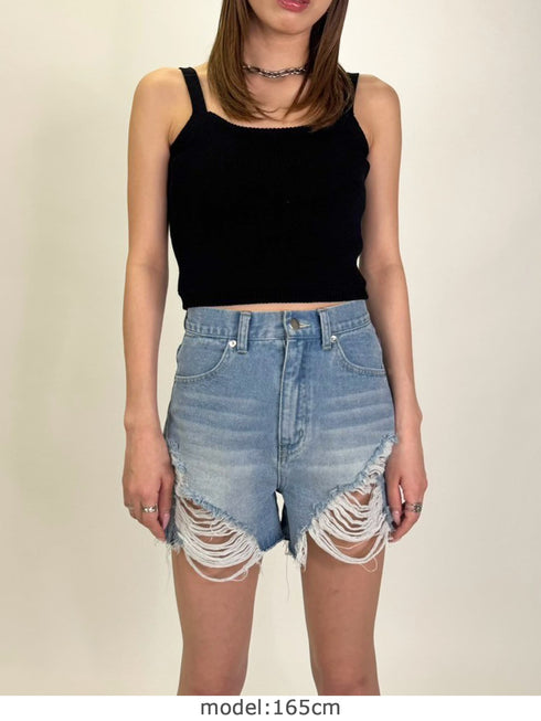 ハイダメージデニムショートパンツ