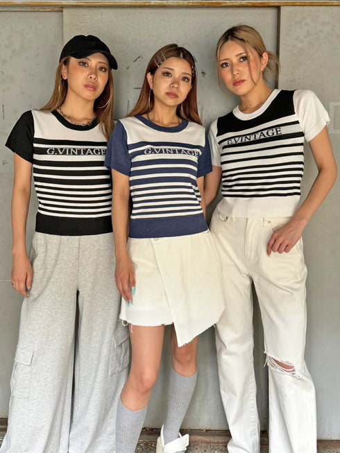 グラム・ヴィンテージボーダーニットトップス