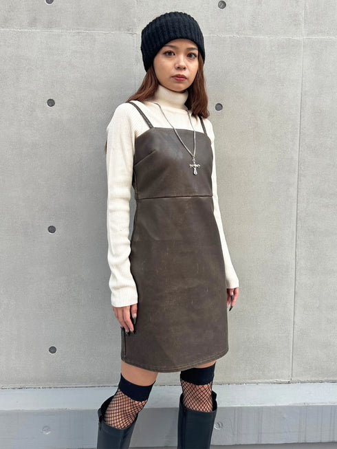 ヴィンテージレザーキャミワンピース