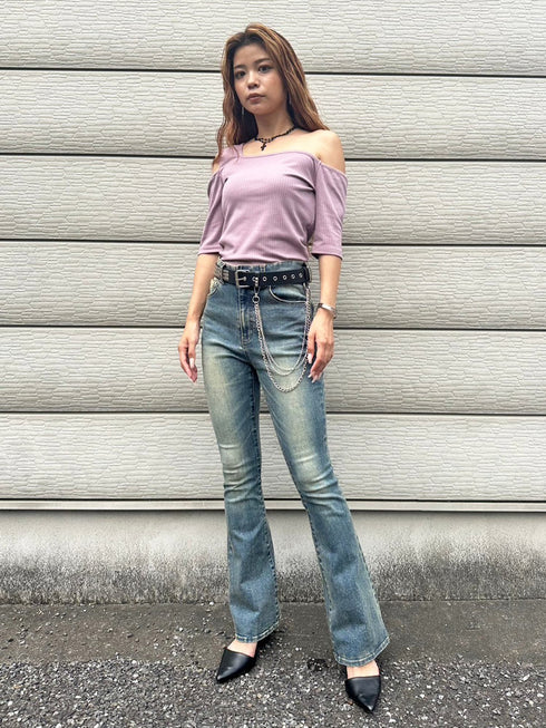 アシメデザインカットリブTOP