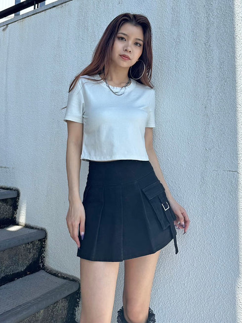 シャイニーショート半袖トップス