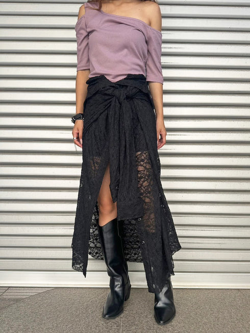 レースシャツライクロングスカート