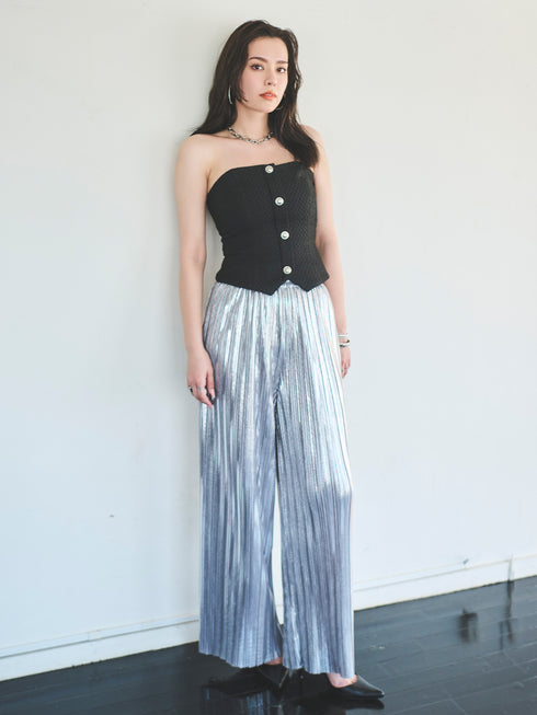 シャイニープリーツワイドパンツ