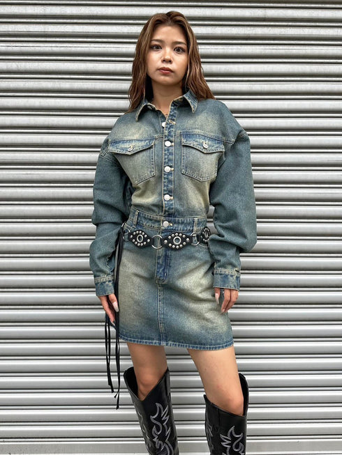 ヴィンテージ加工デニムワンピース