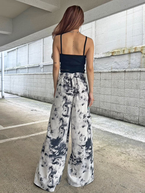 ベルト付ラップシフォンワイドパンツ