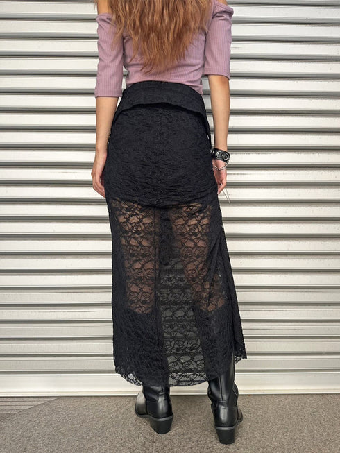 レースシャツライクロングスカート