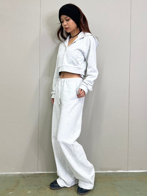 ロゴ刺繍スウェットショートパーカー