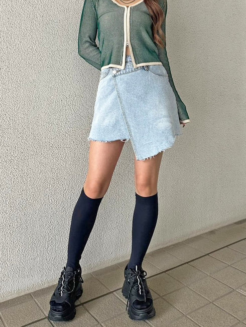 ラップデニムミニスカート