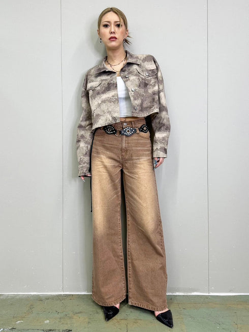 ヴィンテージライク加工ワイドパンツ