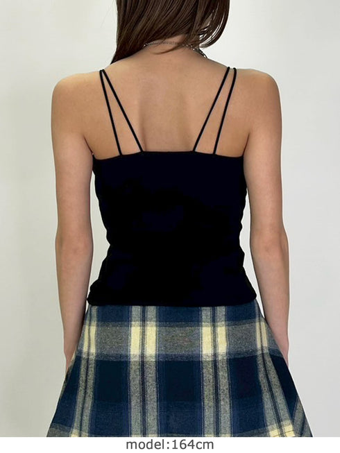 ロゴ刺繍キャミトップ