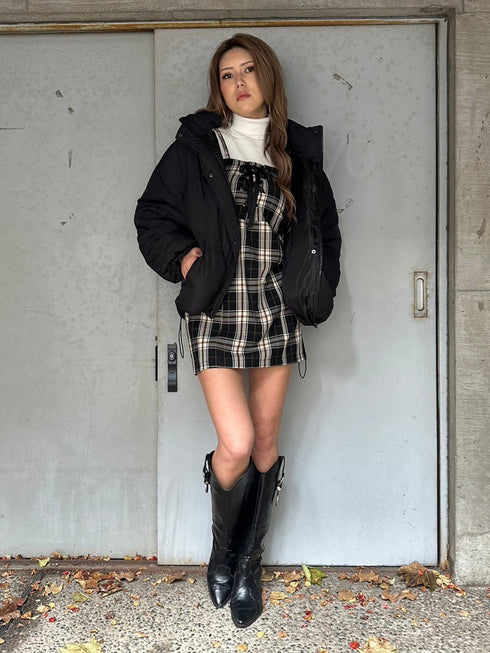 レースアップスリムキャミワンピース