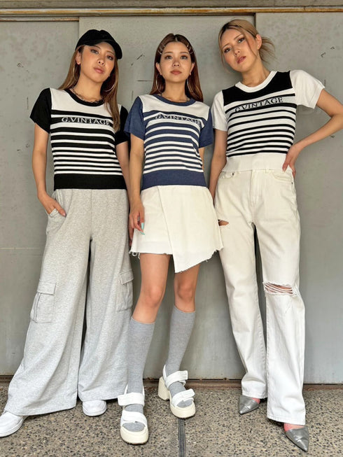 グラム・ヴィンテージボーダーニットトップス