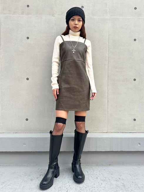 ヴィンテージレザーキャミワンピース