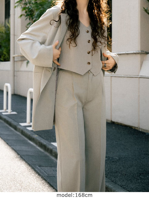 マーブル釦ワイドパンツ