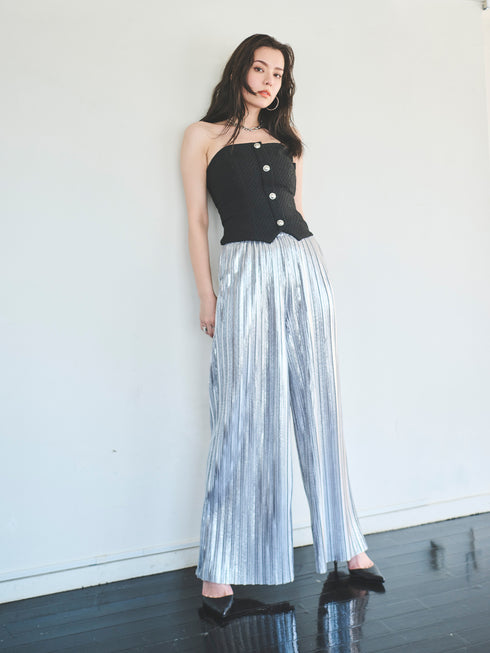 シャイニープリーツワイドパンツ