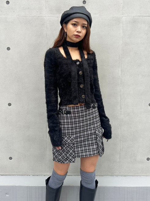 ストール付スクエアネックニットトップス