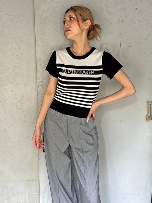 グラム・ヴィンテージボーダーニットトップス