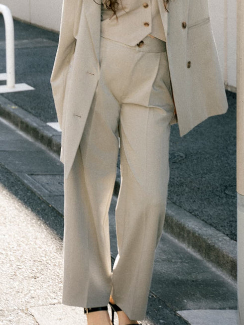 マーブル釦ワイドパンツ