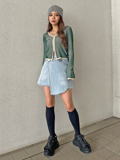 ラップデニムミニスカート