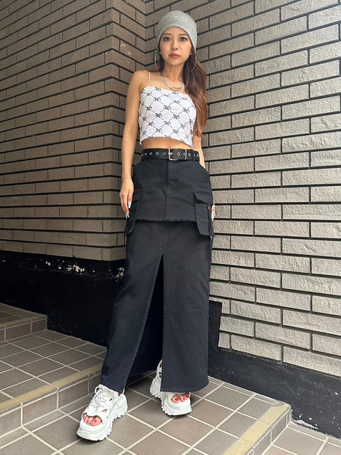 レイヤード風カーゴスカート