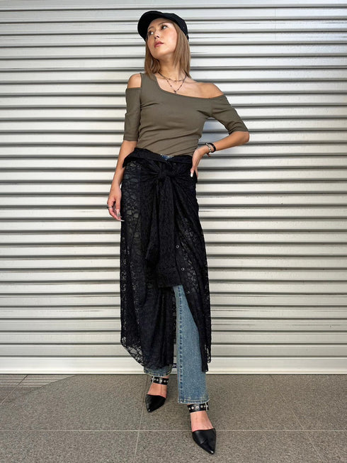 レースシャツライクロングスカート