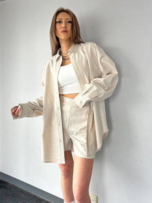 リネンライクシャツセットアップ