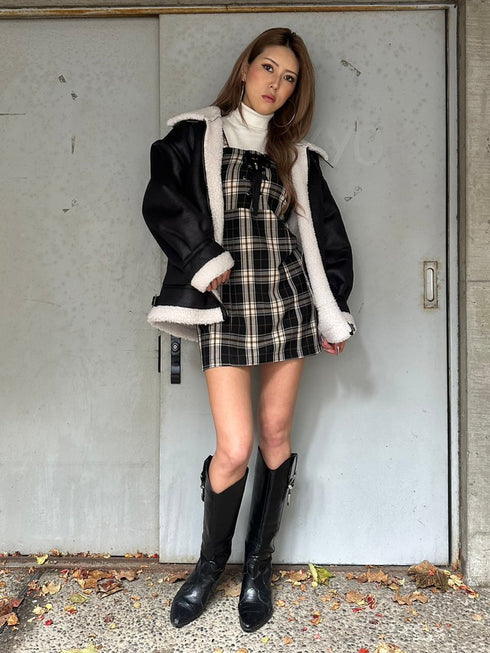 レースアップスリムキャミワンピース