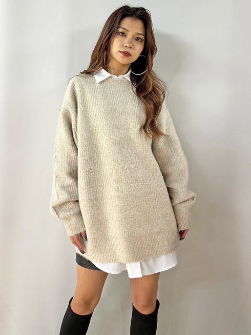 ロングシャギービッグニットトップス