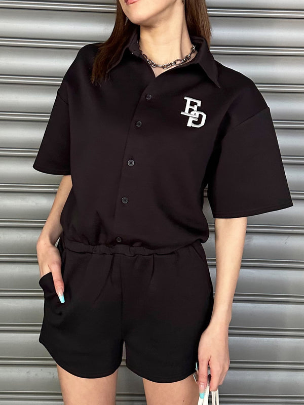 ラガーシャツ半袖オールインワン