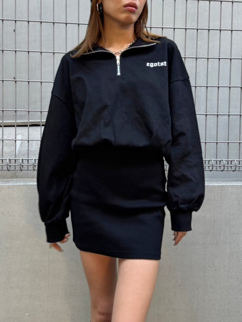 ハーフZIP裏毛ミニワンピース