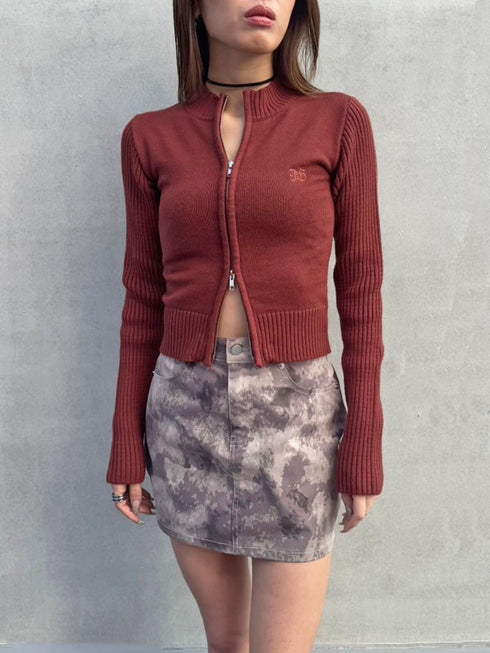 2パターン編地デザインニットTOP