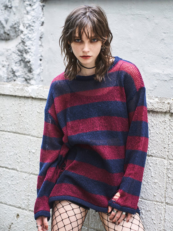 ダメージボ-ダーニットトップス