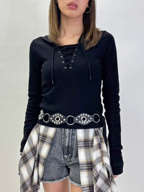 レースアップフードトップ