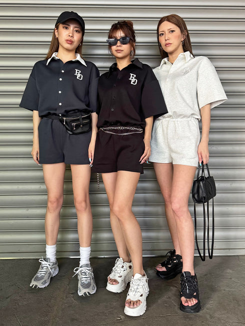 ラガーシャツ半袖オールインワン