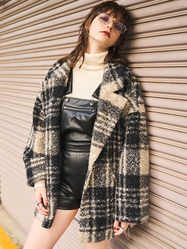 チェックテーラードミドルコート