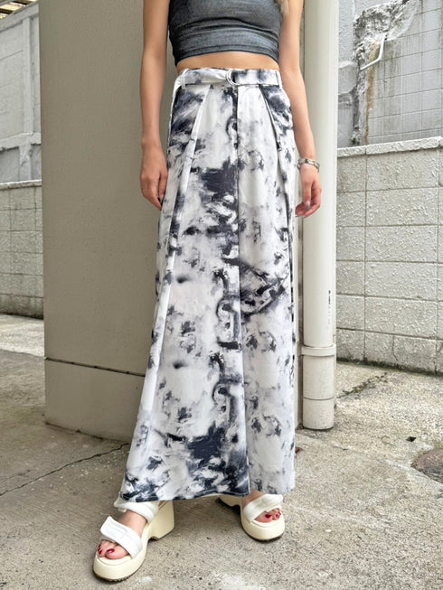 ベルト付ラップシフォンワイドパンツ