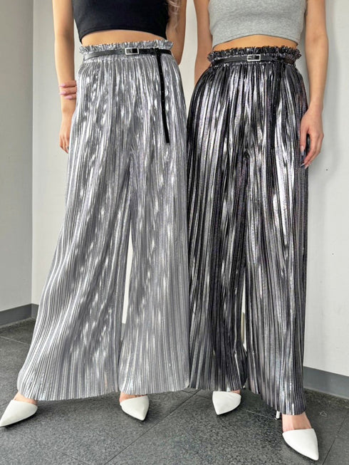 シャイニープリーツワイドパンツ