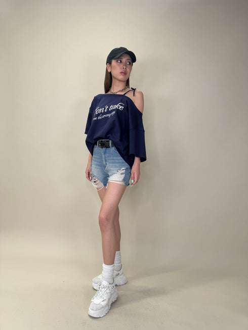 ロゴワンショルカットソートップス