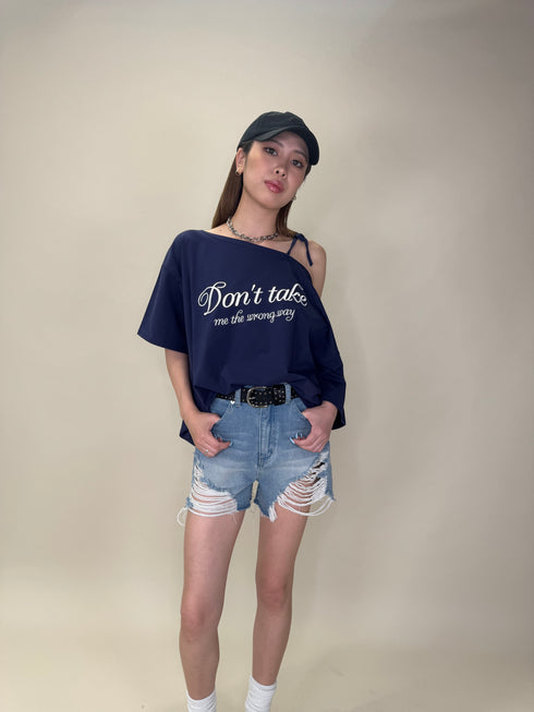 ロゴワンショルカットソートップス